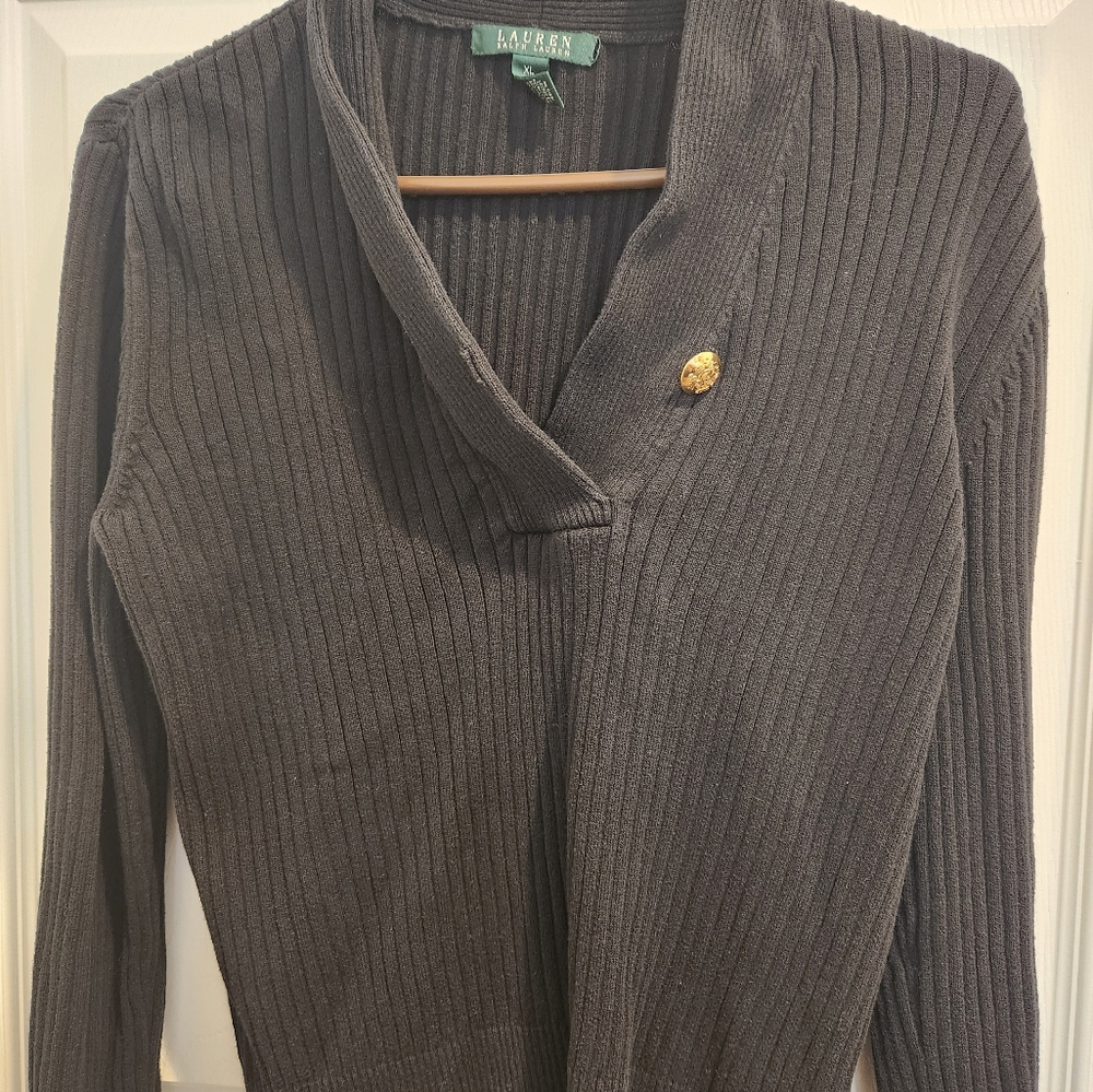 Women's Black Ribbed Sweater